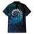 New Zealand Maori Koru Fern Family Matching Tank Maxi Dress and Hawaiian Shirt Spiral Polynesian Style Aqua Gradient