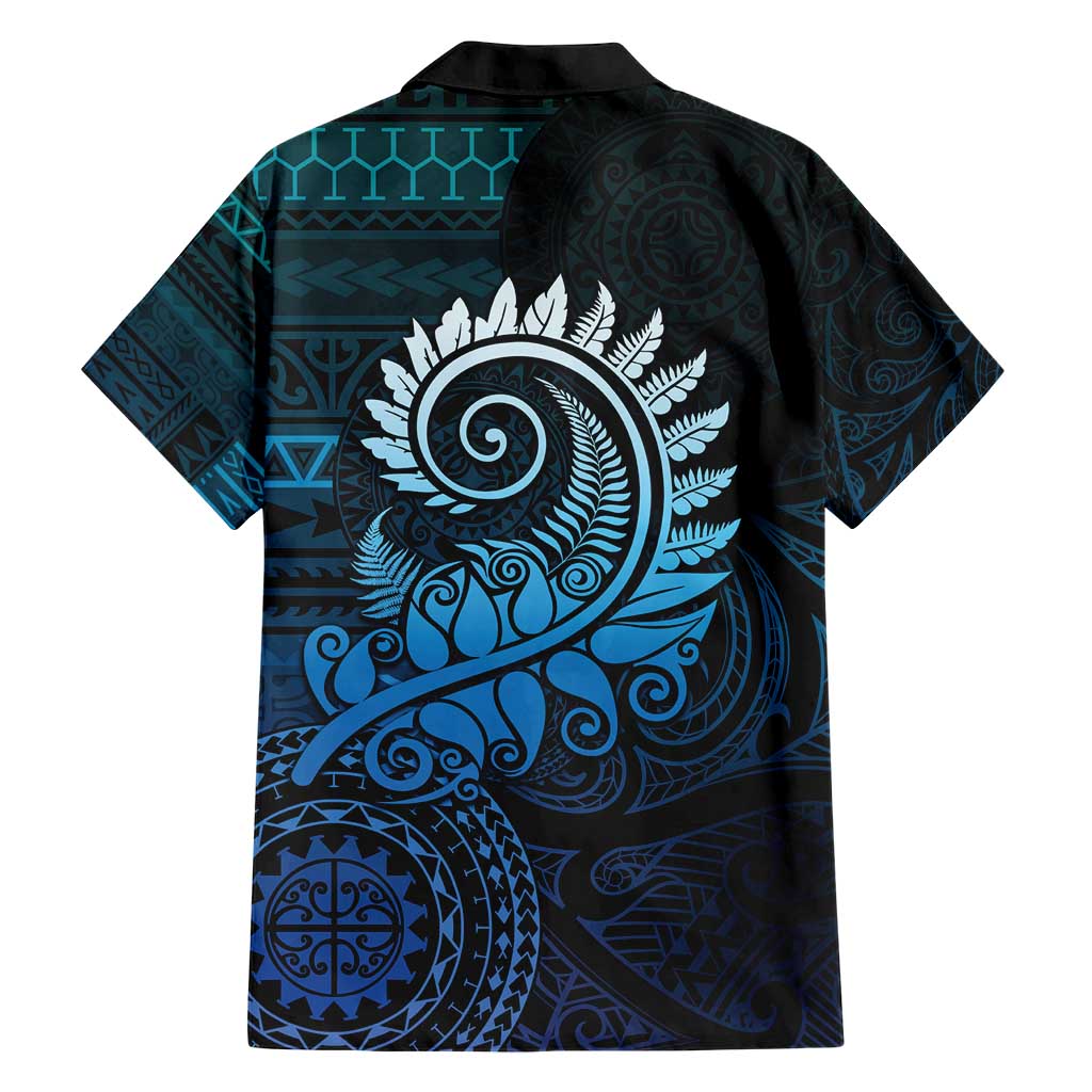New Zealand Maori Koru Fern Hawaiian Shirt Spiral Polynesian Style Aqua Gradient LT05 - Polynesian Pride