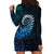 New Zealand Maori Koru Fern Hoodie Dress Spiral Polynesian Style Aqua Gradient