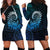 New Zealand Maori Koru Fern Hoodie Dress Spiral Polynesian Style Aqua Gradient