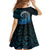 New Zealand Maori Koru Fern Kid Short Sleeve Dress Spiral Polynesian Style Aqua Gradient