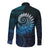 New Zealand Maori Koru Fern Long Sleeve Button Shirt Spiral Polynesian Style Aqua Gradient