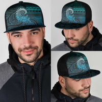 New Zealand Maori Koru Fern Mesh Trucker Cap Spiral Polynesian Style Aqua Gradient - Polynesian Pride