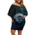 New Zealand Maori Koru Fern Off Shoulder Short Dress Spiral Polynesian Style Aqua Gradient