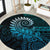 New Zealand Maori Koru Fern Round Carpet Spiral Polynesian Style Aqua Gradient