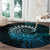 New Zealand Maori Koru Fern Round Carpet Spiral Polynesian Style Aqua Gradient