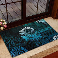 New Zealand Maori Koru Fern Rubber Doormat Spiral Polynesian Style Aqua Gradient LT05 - Polynesian Pride