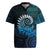 New Zealand Maori Koru Fern Rugby Jersey Spiral Polynesian Style Aqua Gradient