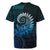 New Zealand Maori Koru Fern Rugby Jersey Spiral Polynesian Style Aqua Gradient