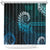 New Zealand Maori Koru Fern Shower Curtain Spiral Polynesian Style Aqua Gradient