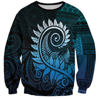 New Zealand Maori Koru Fern Sweatshirt Spiral Polynesian Style Aqua Gradient LT05 Unisex Aqua - Polynesian Pride