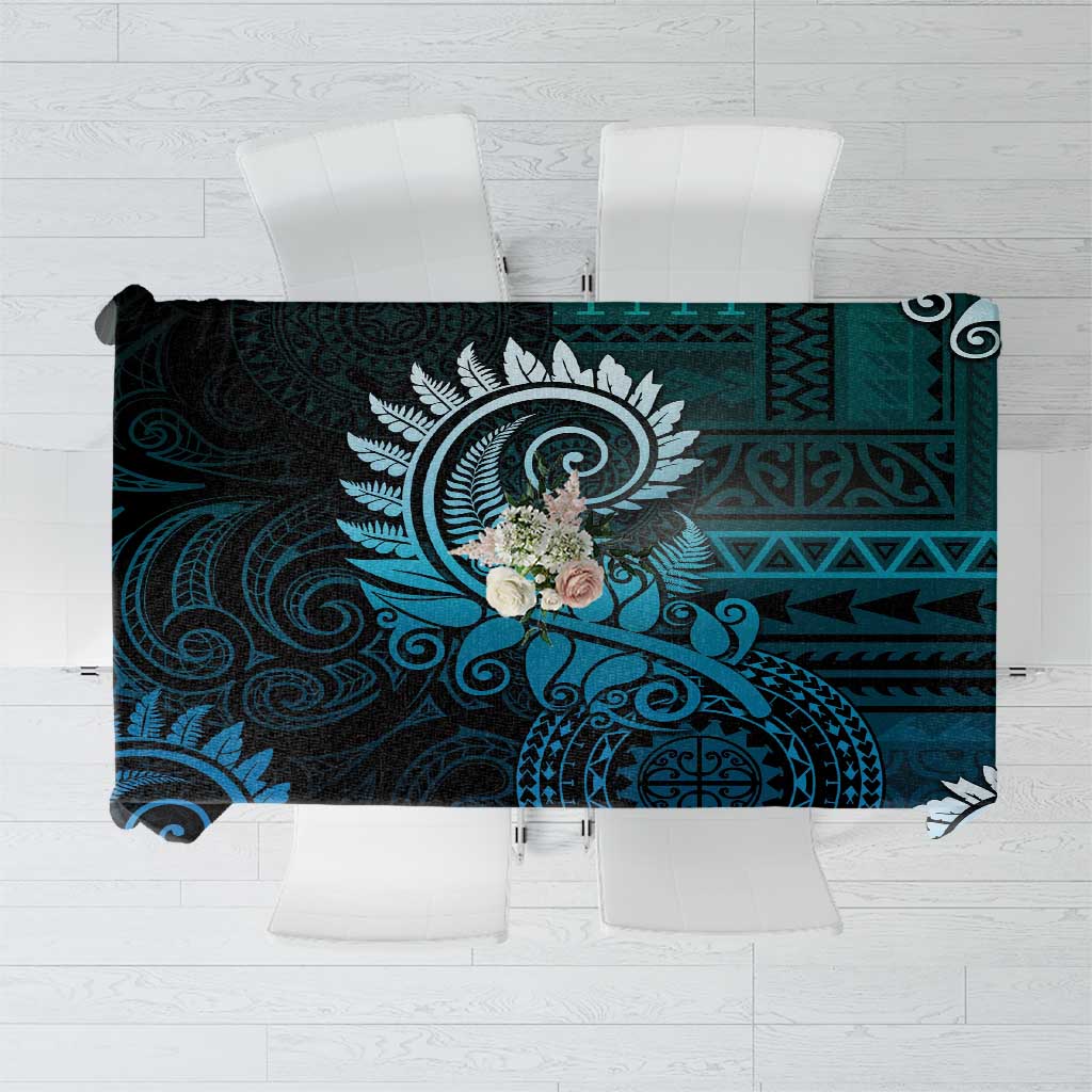 New Zealand Maori Koru Fern Tablecloth Spiral Polynesian Style Aqua Gradient LT05 Aqua - Polynesian Pride