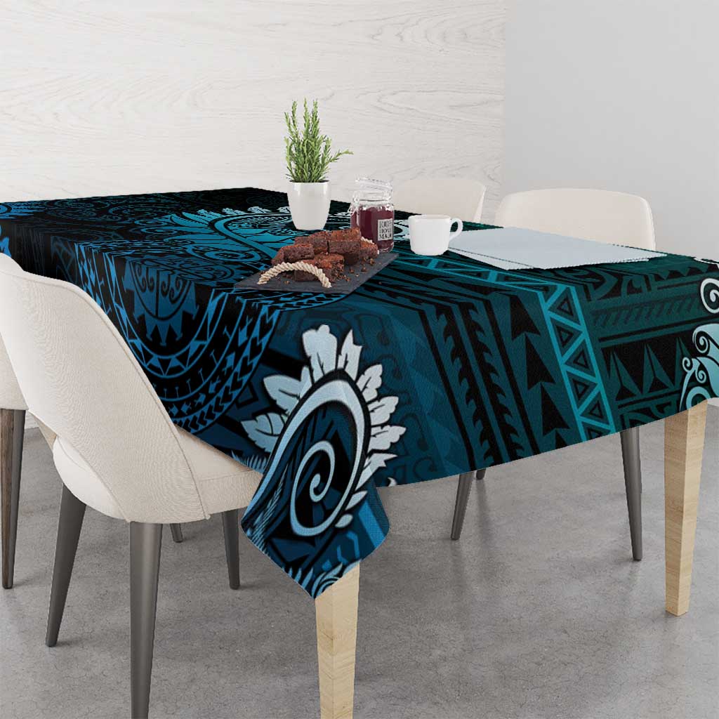 New Zealand Maori Koru Fern Tablecloth Spiral Polynesian Style Aqua Gradient LT05 - Polynesian Pride