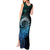 New Zealand Maori Koru Fern Tank Maxi Dress Spiral Polynesian Style Aqua Gradient