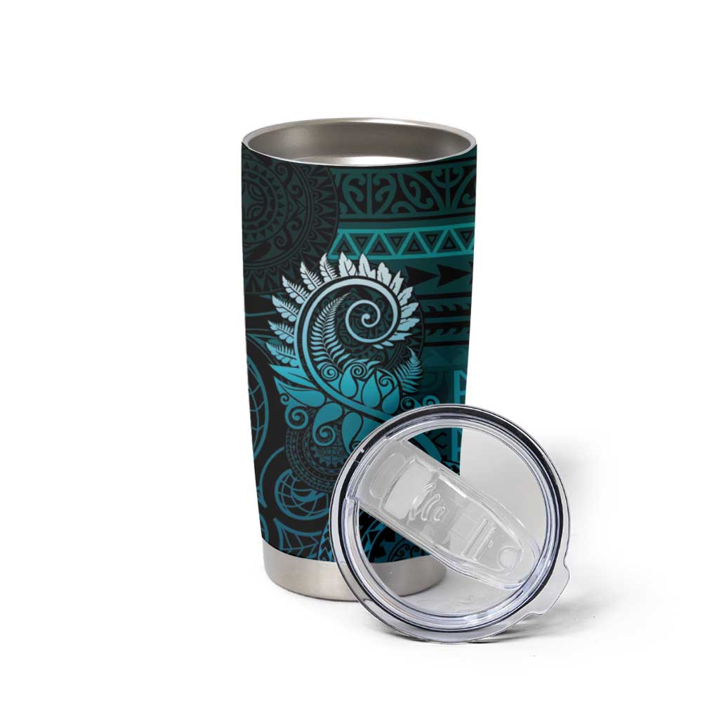 New Zealand Maori Koru Fern Tumbler Cup Spiral Polynesian Style Aqua Gradient LT05 - Polynesian Pride