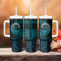 New Zealand Maori Koru Fern Tumbler With Handle Spiral Polynesian Style Aqua Gradient LT05 - Polynesian Pride