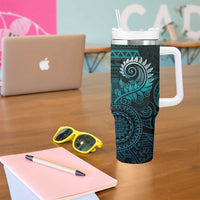 New Zealand Maori Koru Fern Tumbler With Handle Spiral Polynesian Style Aqua Gradient LT05 - Polynesian Pride