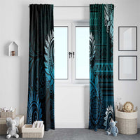 New Zealand Maori Koru Fern Window Curtain Spiral Polynesian Style Aqua Gradient LT05 - Polynesian Pride