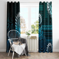 New Zealand Maori Koru Fern Window Curtain Spiral Polynesian Style Aqua Gradient LT05 - Polynesian Pride