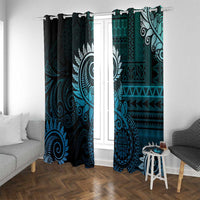 New Zealand Maori Koru Fern Window Curtain Spiral Polynesian Style Aqua Gradient LT05 With Grommets Aqua - Polynesian Pride