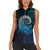 New Zealand Maori Koru Fern Women Sleeveless Polo Shirt Spiral Polynesian Style Aqua Gradient