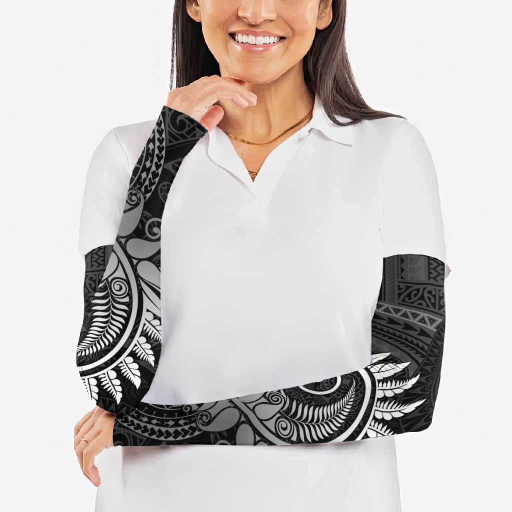 New Zealand Maori Koru Fern Arm Sleeves Spiral Polynesian Style Gray - Polynesian Pride