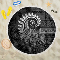 New Zealand Maori Koru Fern Beach Blanket Spiral Polynesian Style Gray LT05 One Size 150cm Gray - Polynesian Pride