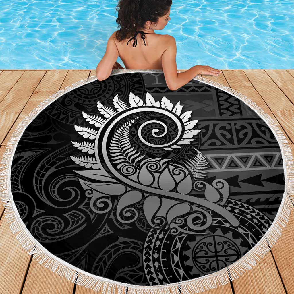 New Zealand Maori Koru Fern Beach Blanket Spiral Polynesian Style Gray LT05 - Polynesian Pride