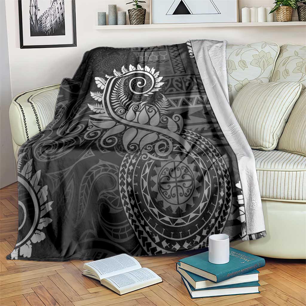 New Zealand Maori Koru Fern Blanket Spiral Polynesian Style Gray