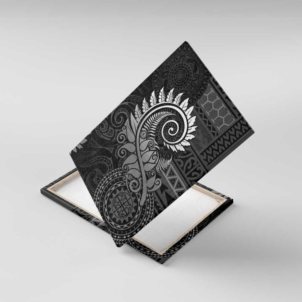 New Zealand Maori Koru Fern Canvas Wall Art Spiral Polynesian Style Gray LT05 With Frame Gray - Polynesian Pride