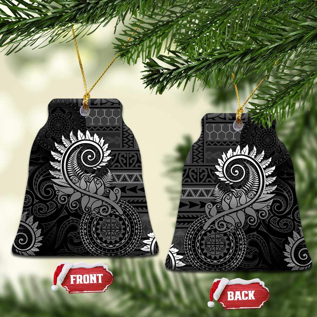 New Zealand Maori Koru Fern Ceramic Ornament Spiral Polynesian Style Gray LT05 Bell Flake Gray - Polynesian Pride