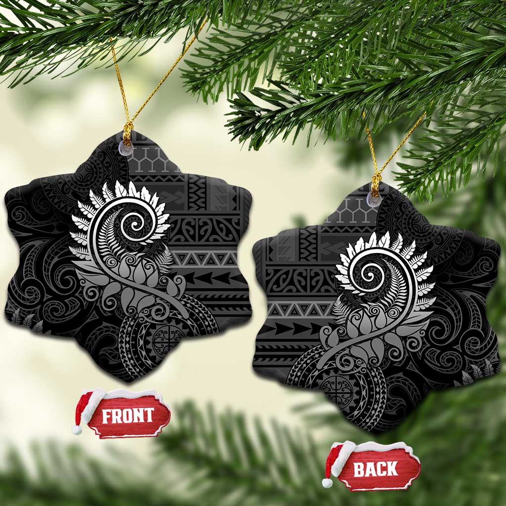 New Zealand Maori Koru Fern Ceramic Ornament Spiral Polynesian Style Gray LT05 Snow Flake Gray - Polynesian Pride