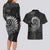 New Zealand Maori Koru Fern Couples Matching Long Sleeve Bodycon Dress and Hawaiian Shirt Spiral Polynesian Style Gray