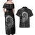 New Zealand Maori Koru Fern Couples Matching Off Shoulder Maxi Dress and Hawaiian Shirt Spiral Polynesian Style Gray