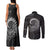 New Zealand Maori Koru Fern Couples Matching Tank Maxi Dress and Long Sleeve Button Shirt Spiral Polynesian Style Gray