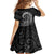 New Zealand Maori Koru Fern Family Matching Off Shoulder Short Dress and Hawaiian Shirt Spiral Polynesian Style Gray