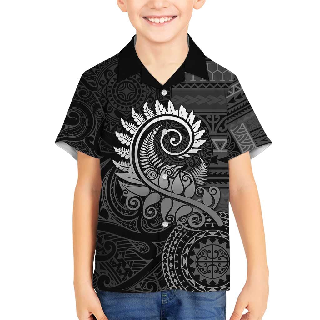 New Zealand Maori Koru Fern Family Matching Tank Maxi Dress and Hawaiian Shirt Spiral Polynesian Style Gray