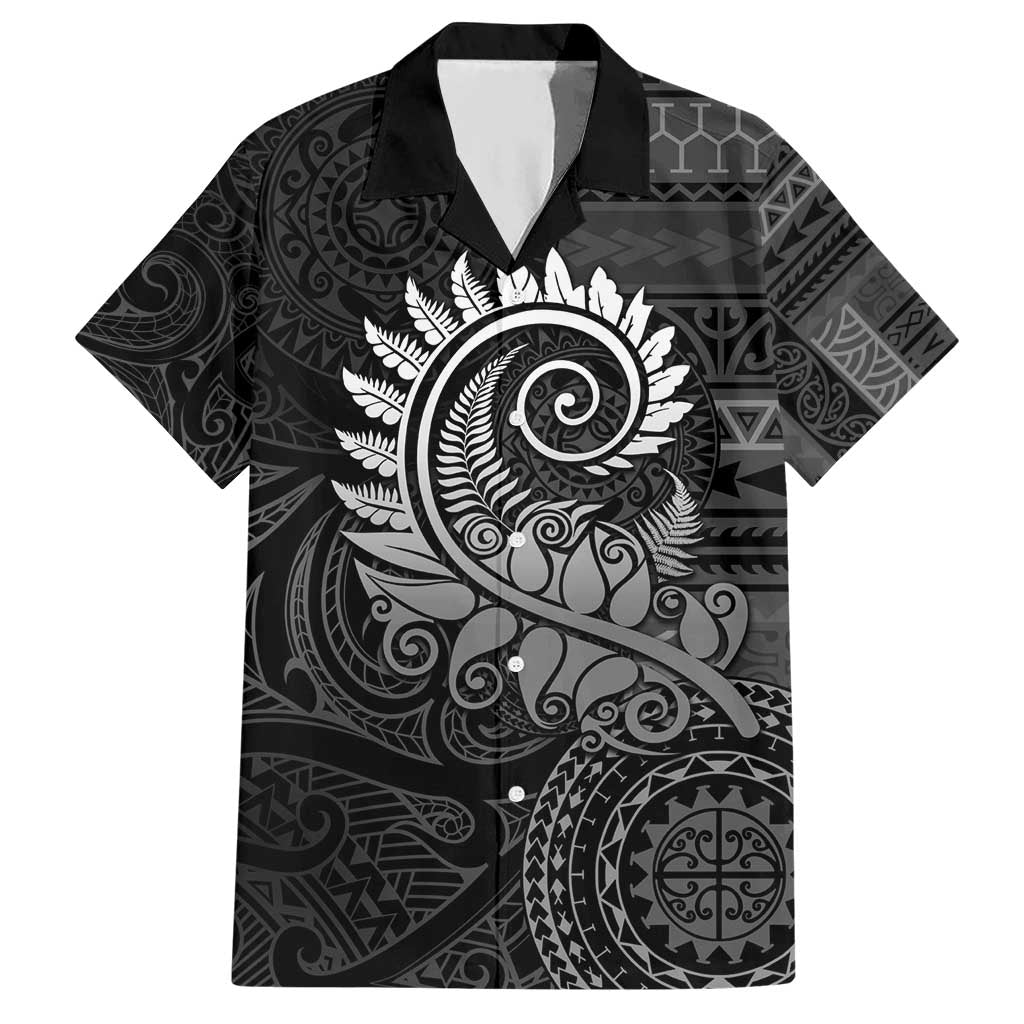 New Zealand Maori Koru Fern Hawaiian Shirt Spiral Polynesian Style Gray LT05 Gray - Polynesian Pride