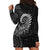 New Zealand Maori Koru Fern Hoodie Dress Spiral Polynesian Style Gray