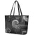 New Zealand Maori Koru Fern Leather Tote Bag Spiral Polynesian Style Gray