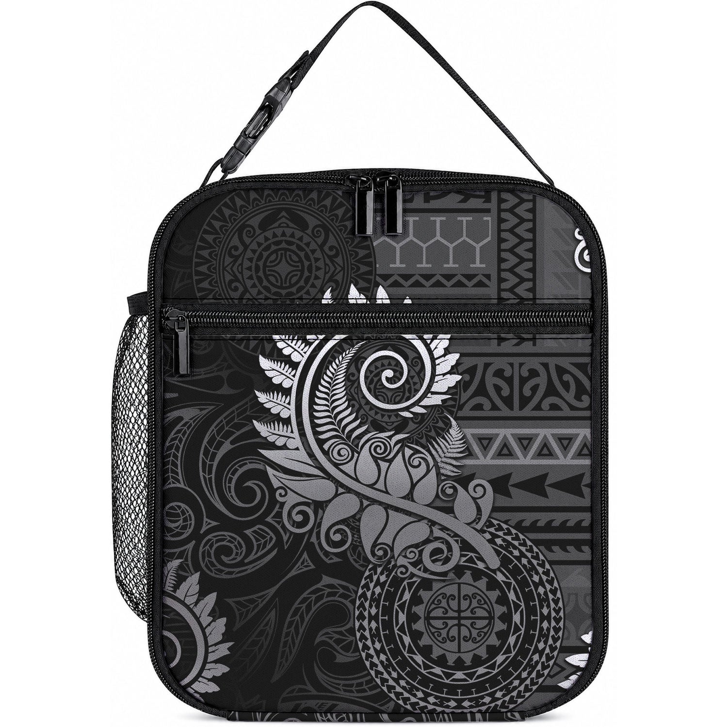 New Zealand Maori Koru Fern Lunch Bag Spiral Polynesian Style Gray LT05 10.2 × 8.3 × 4.3 inch Gray - Polynesian Pride