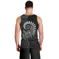 New Zealand Maori Koru Fern Men Tank Top Spiral Polynesian Style Gray LT05 - Polynesian Pride
