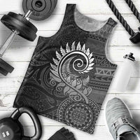 New Zealand Maori Koru Fern Men Tank Top Spiral Polynesian Style Gray LT05 - Polynesian Pride