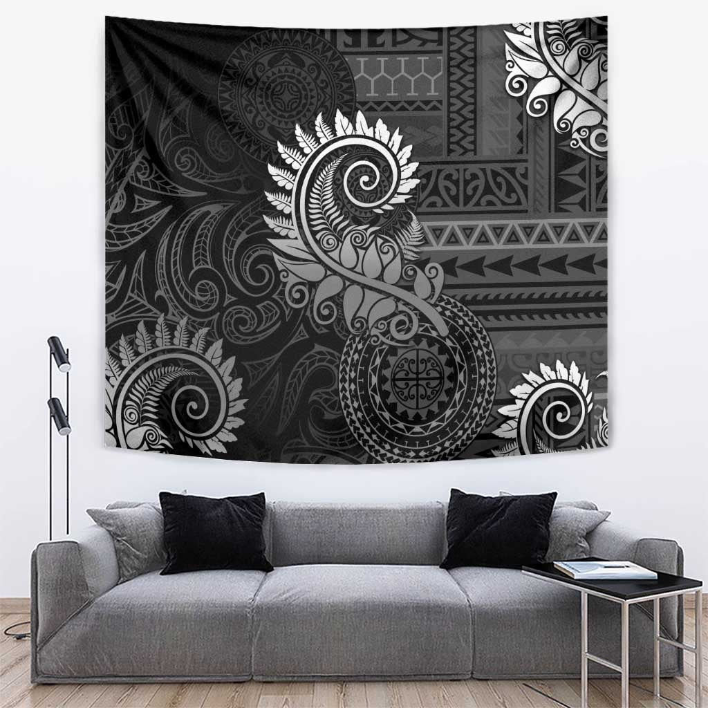 New Zealand Maori Koru Fern Tapestry Spiral Polynesian Style Gray