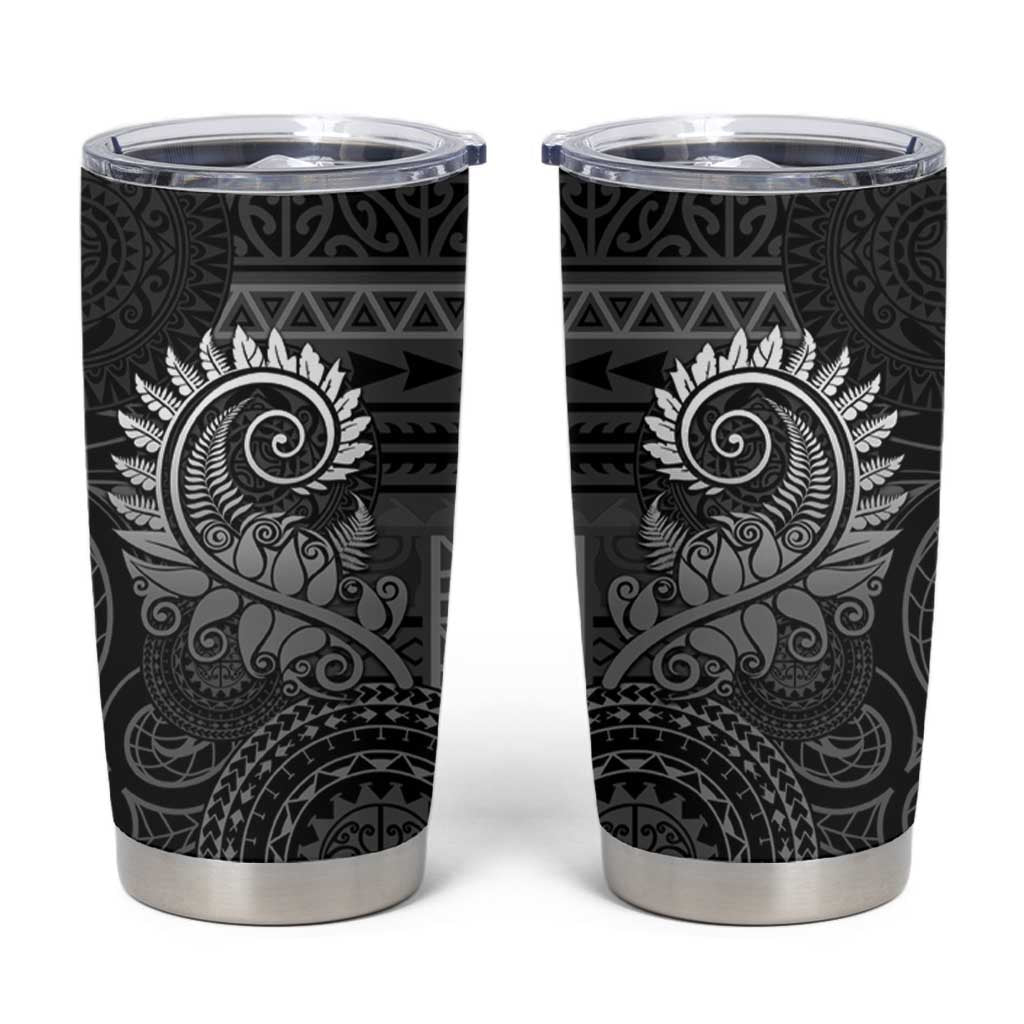 New Zealand Maori Koru Fern Tumbler Cup Spiral Polynesian Style Gray