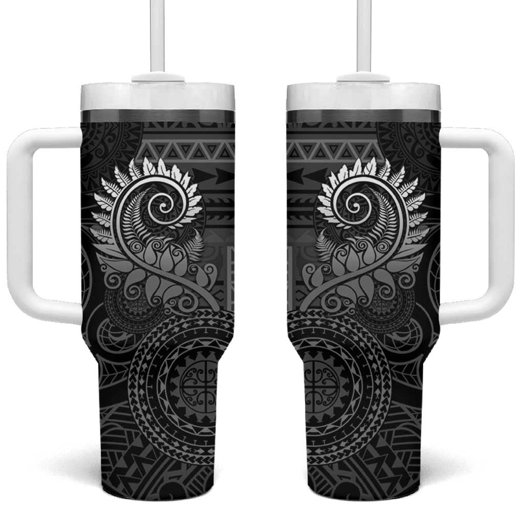 New Zealand Maori Koru Fern Tumbler With Handle Spiral Polynesian Style Gray