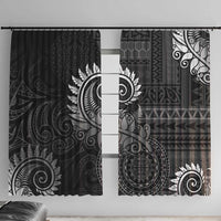 New Zealand Maori Koru Fern Window Curtain Spiral Polynesian Style Gray LT05 With Hooks Gray - Polynesian Pride