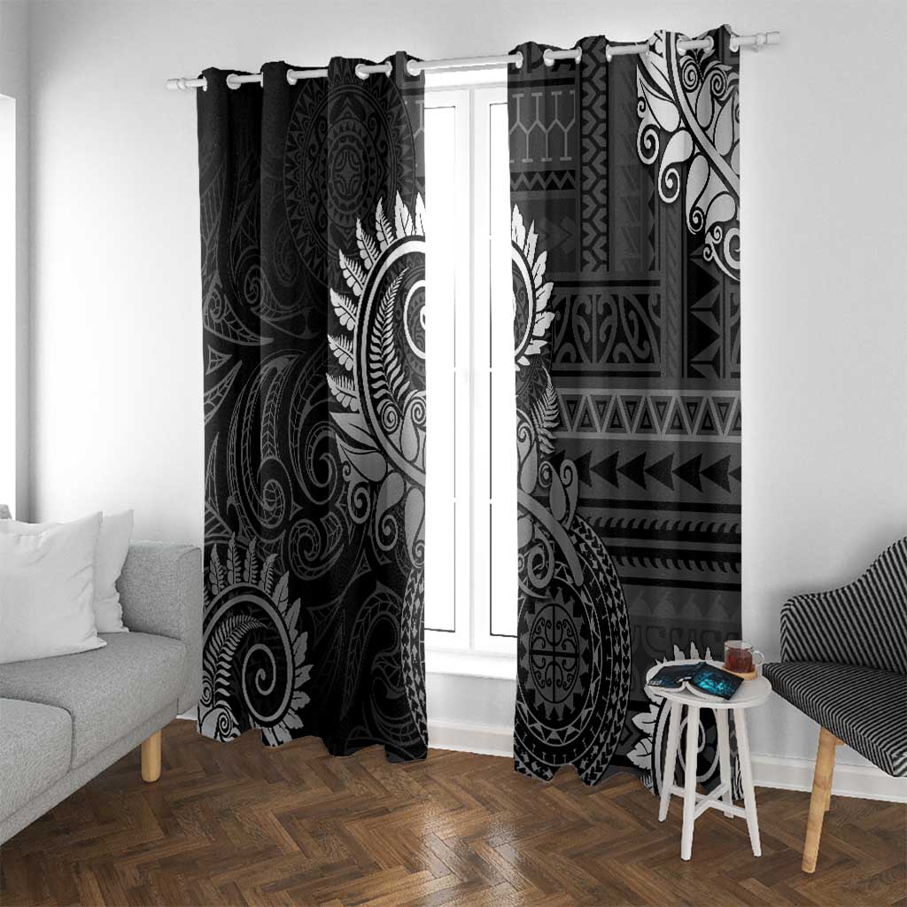 New Zealand Maori Koru Fern Window Curtain Spiral Polynesian Style Gray LT05 With Grommets Gray - Polynesian Pride
