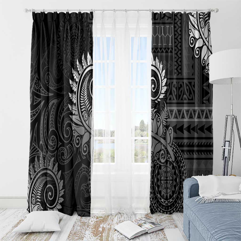 New Zealand Maori Koru Fern Window Curtain Spiral Polynesian Style Gray LT05 - Polynesian Pride