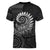 New Zealand Maori Koru Fern Women V-Neck T-Shirt Spiral Polynesian Style Gray